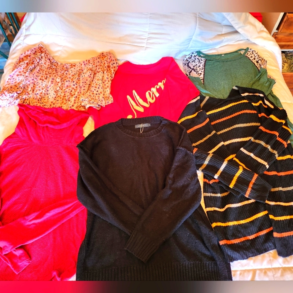 Womens fall top lot of 6 size large and medium